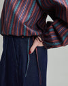 Wavy Stripes Puffy Sleeves Blouse
