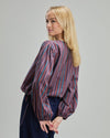 Wavy Stripes Puffy Sleeves Blouse