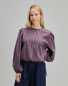 Wavy Stripes Puffy Sleeves Blouse