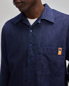 Meow Oversize Slub Denim Shirt Blue
