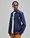 Meow Oversize Slub Denim Shirt Blue