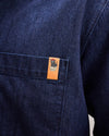 Meow Oversize Slub Denim Shirt Blue