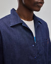 Meow Oversize Slub Denim Shirt Blue