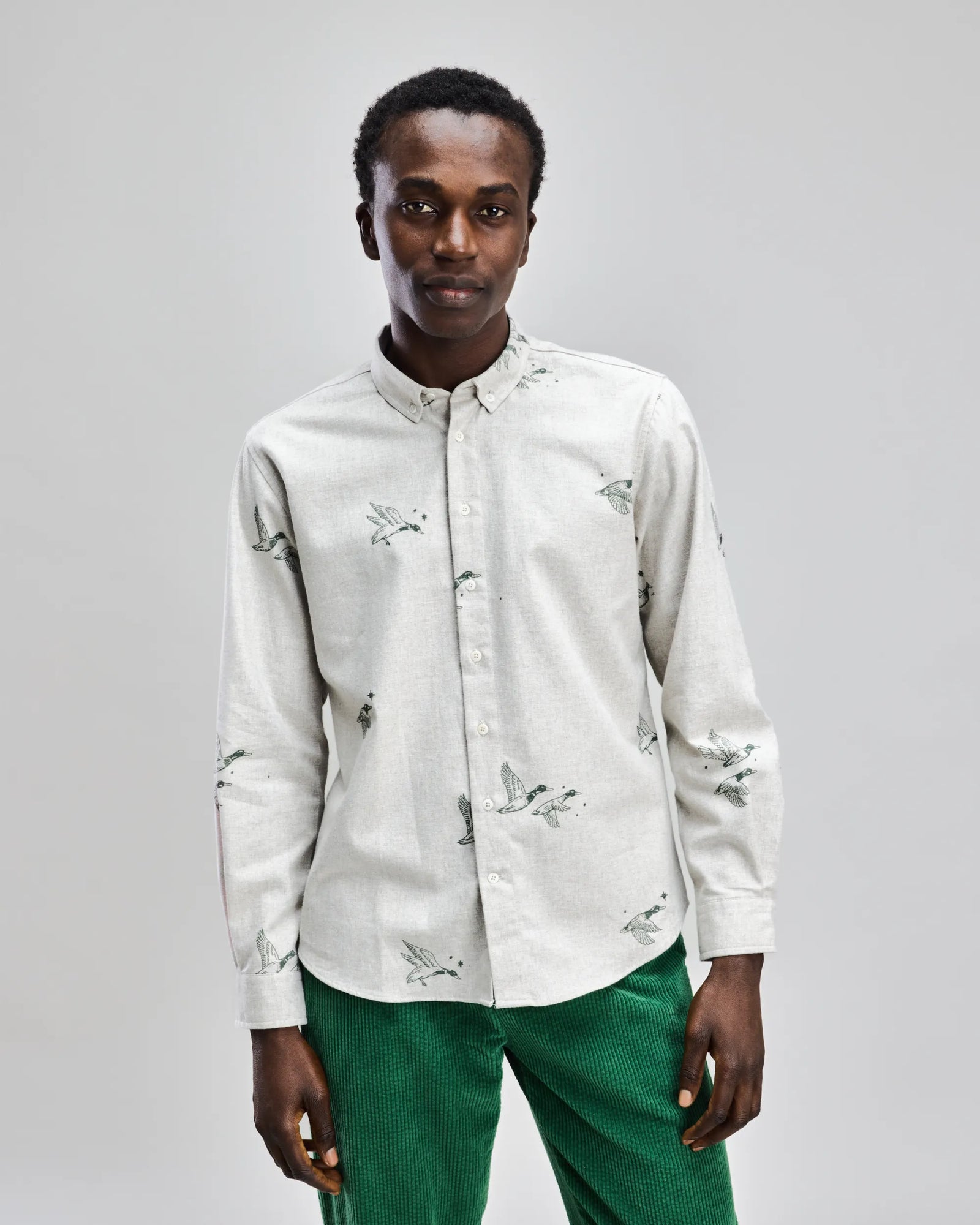 Flying Ducks Flannel Shirt Beige