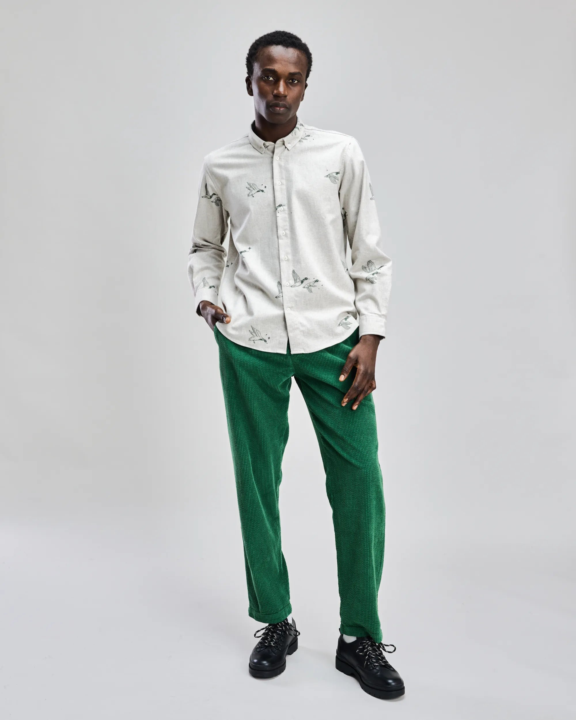 Flying Ducks Flannel Shirt Beige