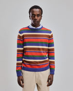 Stripes Block Cotton Sweater?Blue