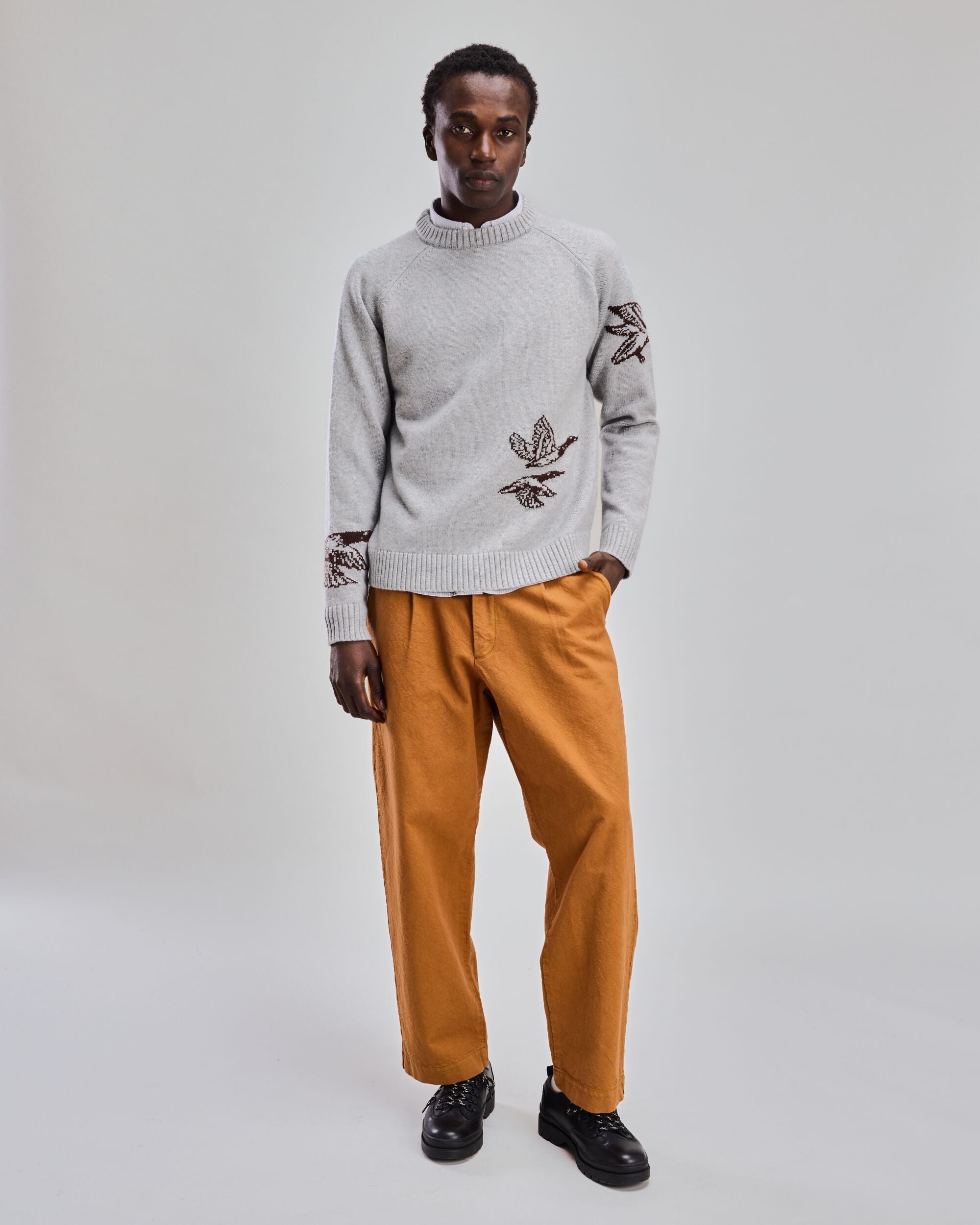 Flying Ducks Wool Sweater?Grey