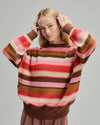 Multistriped Batwing Cotton Sweater