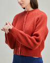 Wool Cropped Cardigan Terracota