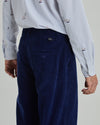 Corduroy Pleated Chino Dark Blue