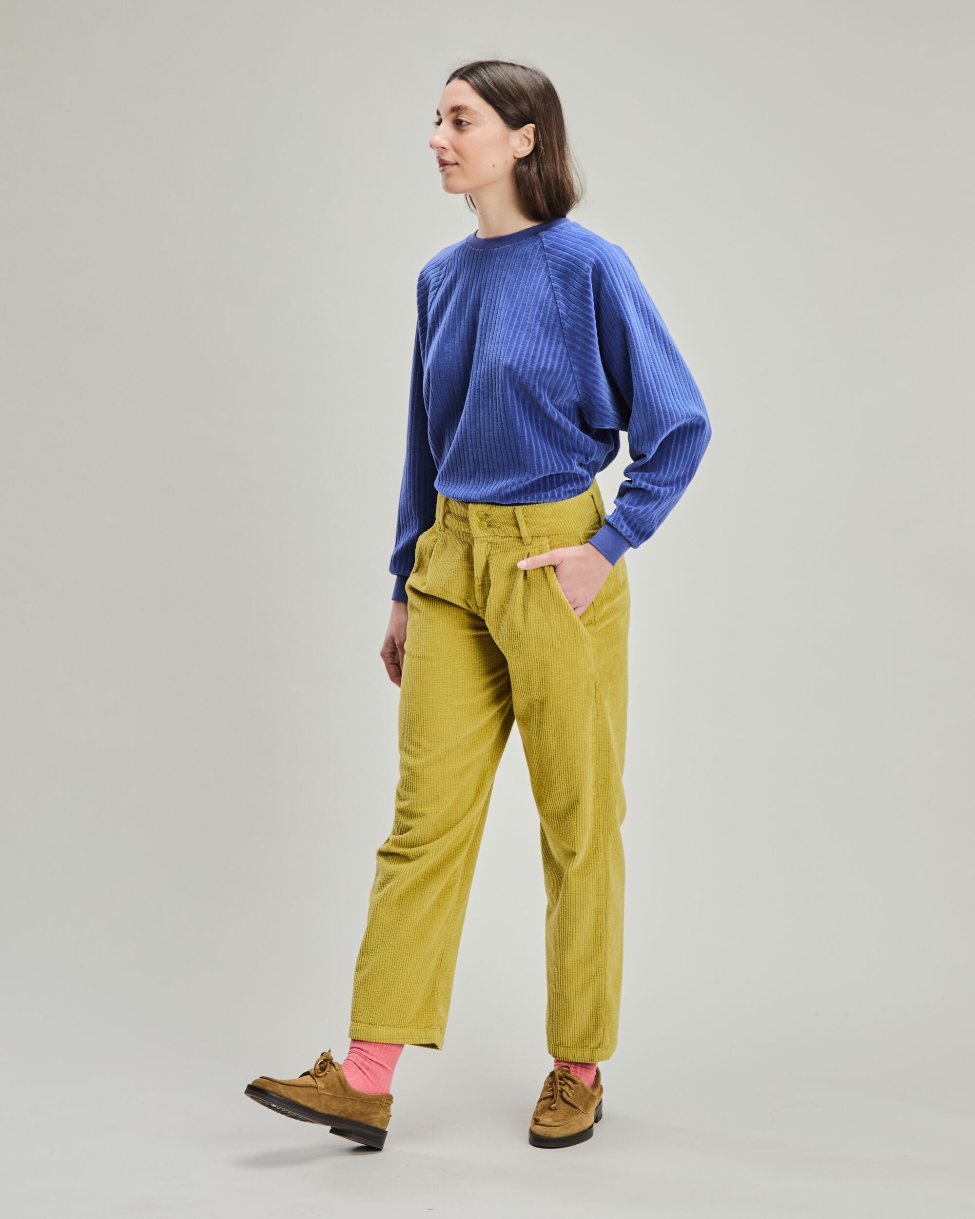 Corduroy Pleated Pants?Olive