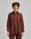 Corduroy Long Overshirt Skin Printed