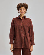 Corduroy Long Overshirt Skin Printed