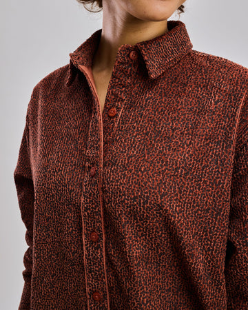 Corduroy Long Overshirt Skin Printed