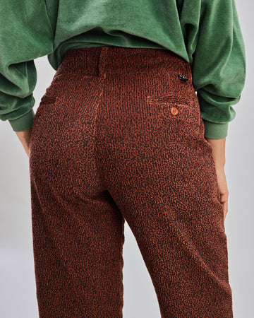 Corduroy Pleated Pants Skin Printed
