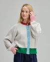 Color Block Wool Cropped Cardigan
