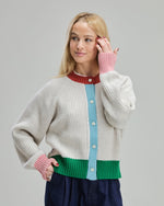 Color Block Wool Cropped Cardigan