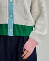 Color Block Wool Cropped Cardigan