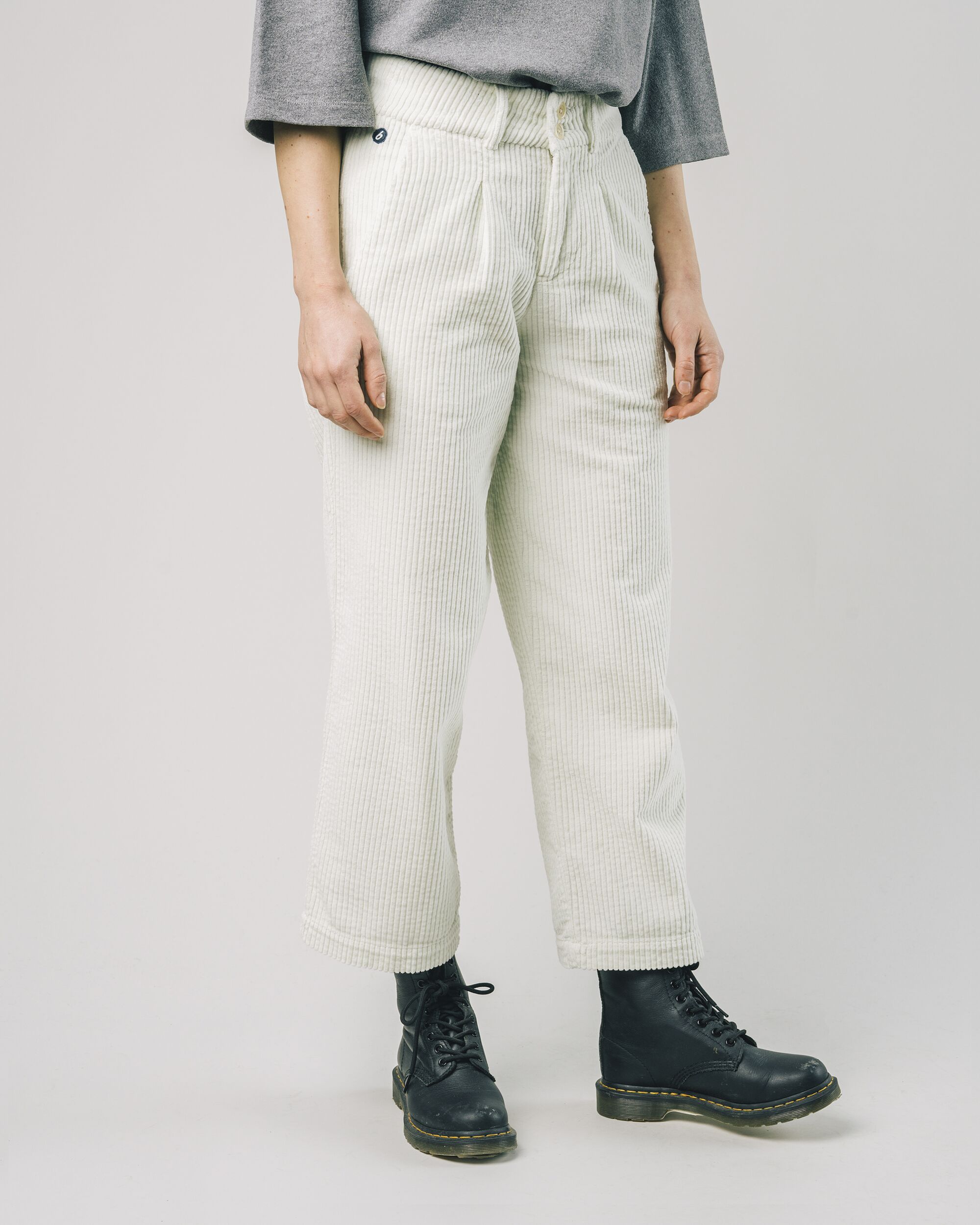 Corduroy Pleated Pants Ice White