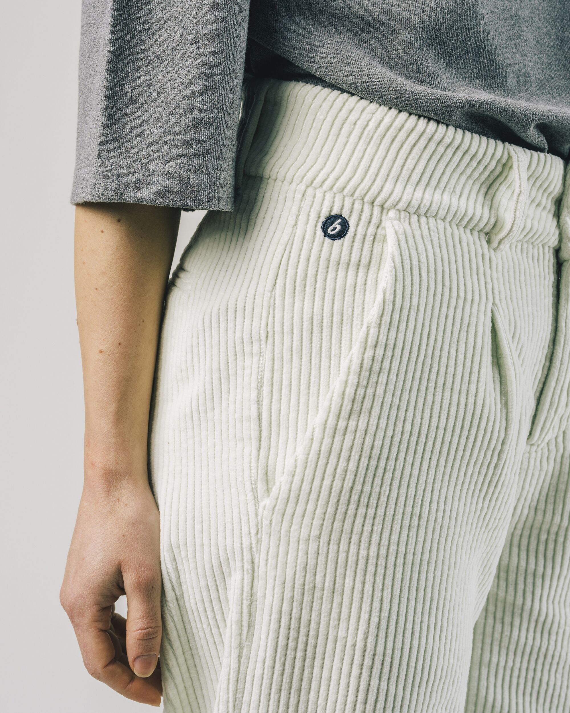 Corduroy Pleated Pants Ice White