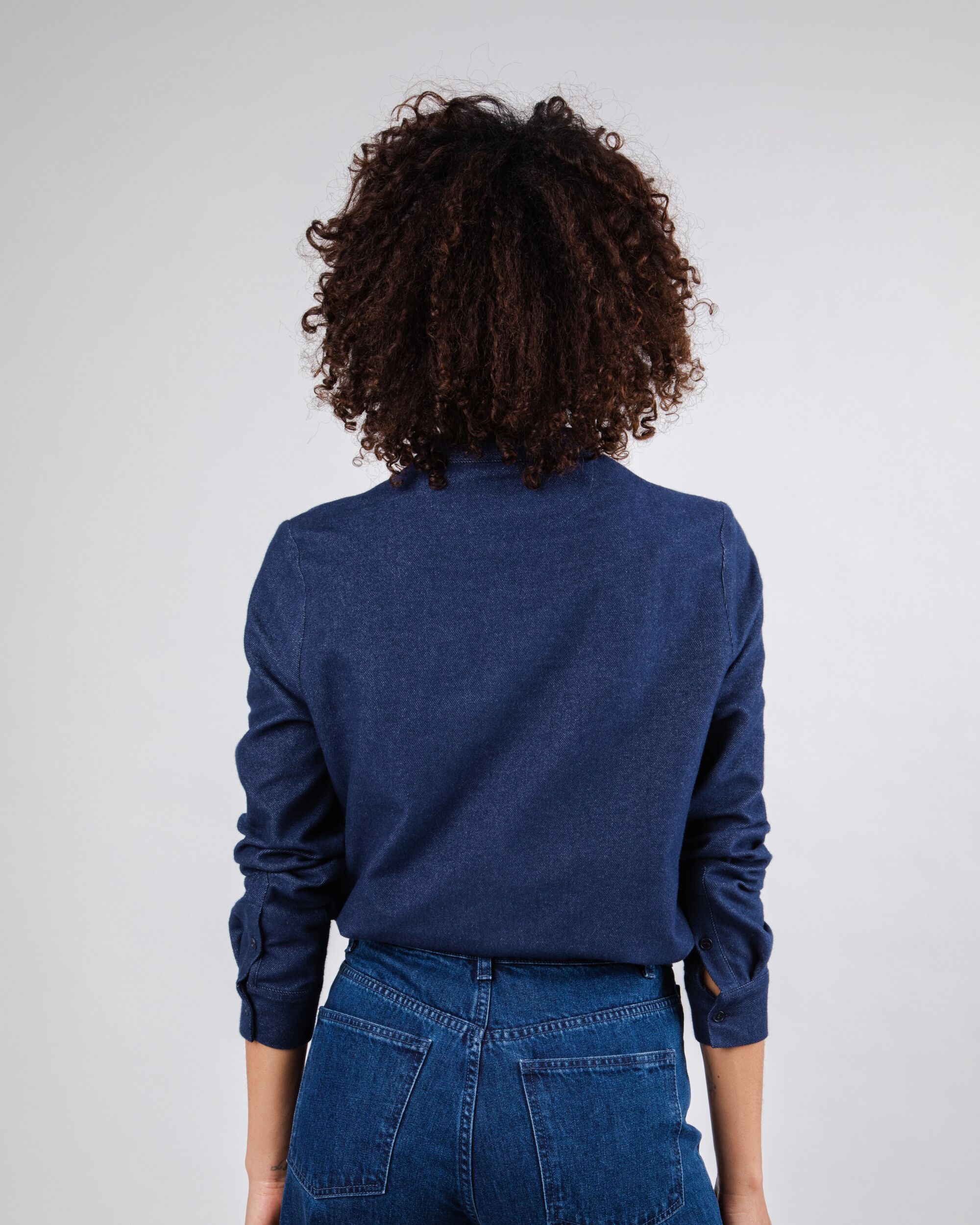 Cosy Flannel Mao Regular Blouse Denim