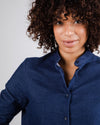 Cosy Flannel Mao Regular Blouse Denim
