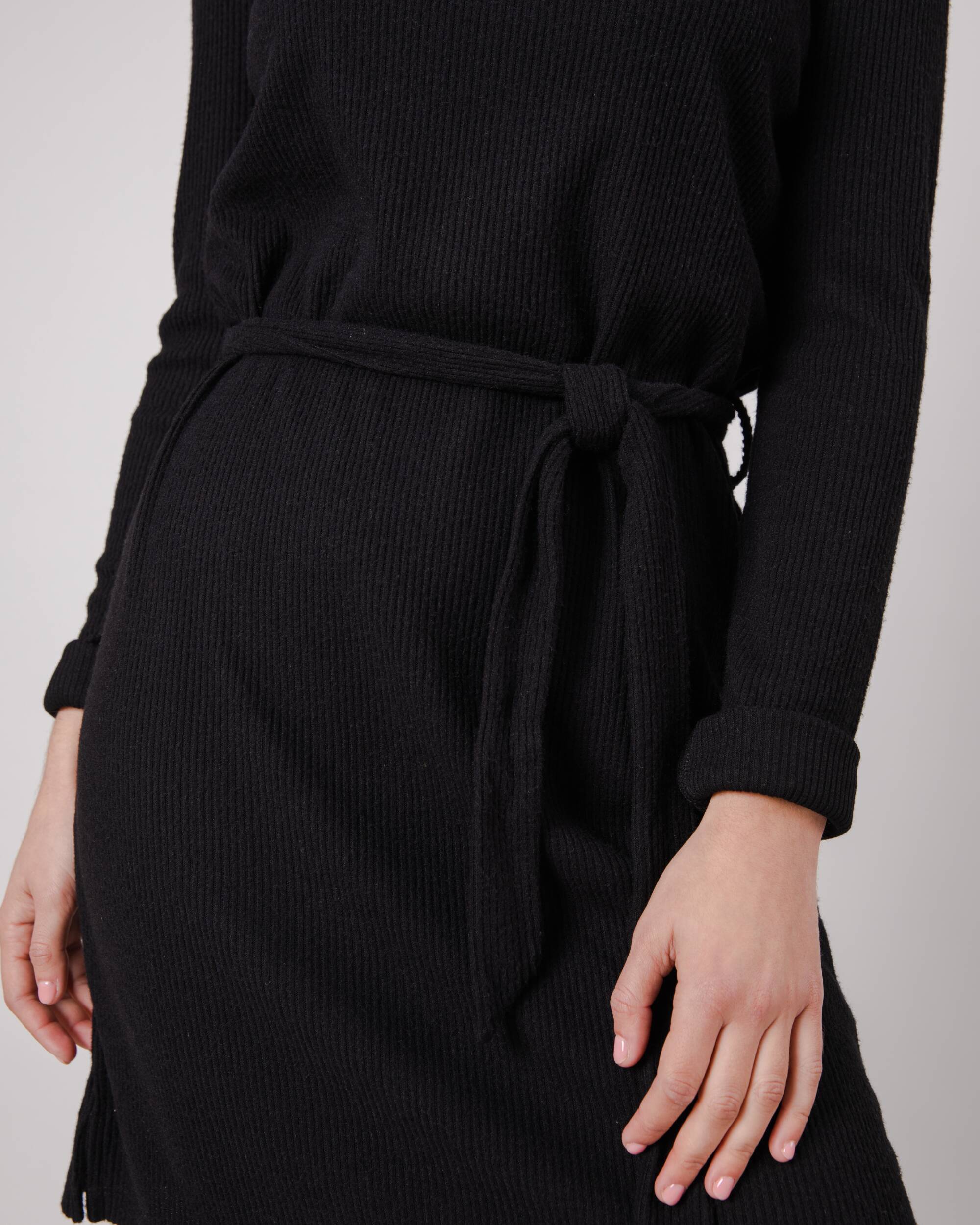 Brushed Belted Dress Black