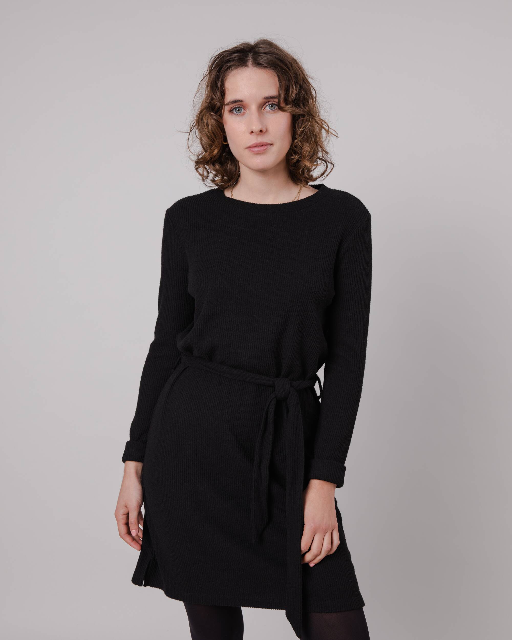 Brushed Belted Dress Black