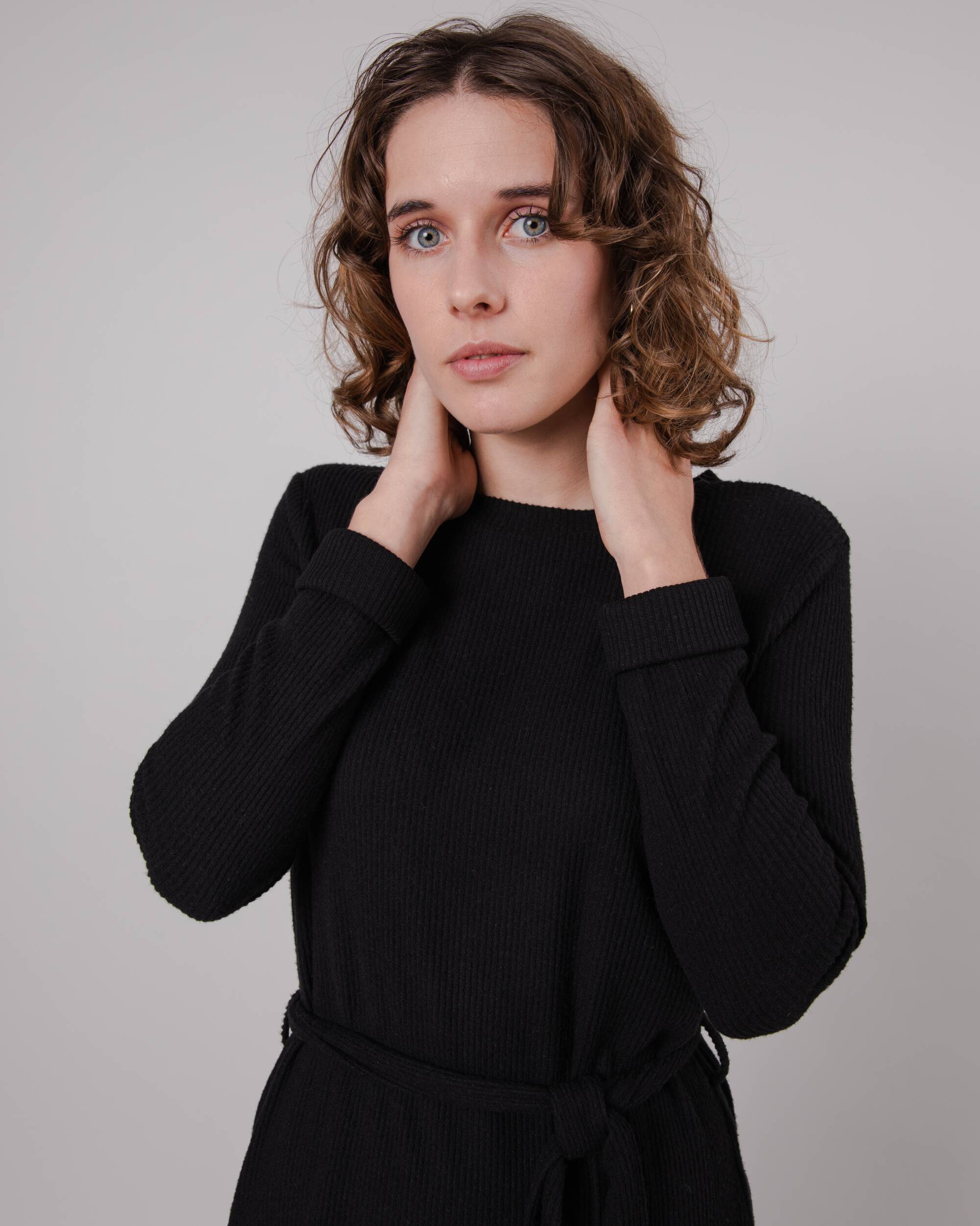 Brushed Belted Dress Black