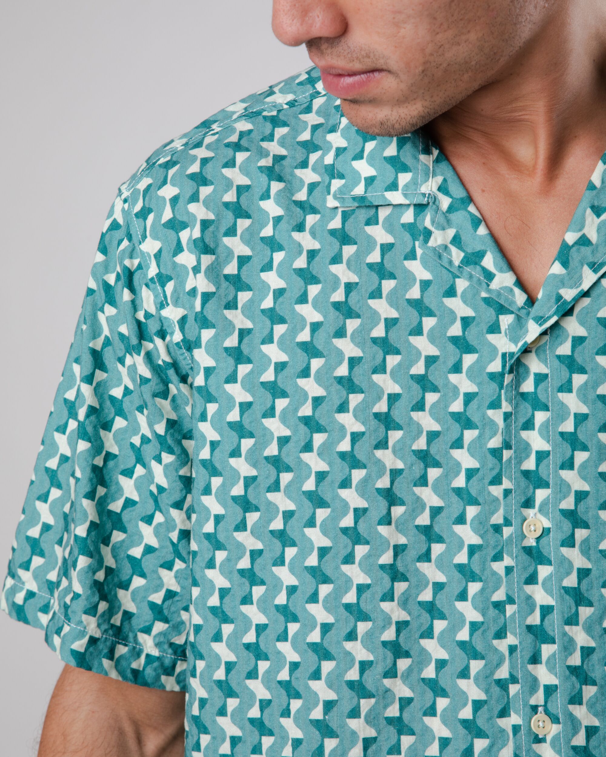 Tiles Aloha Cotton Shirt Ocean