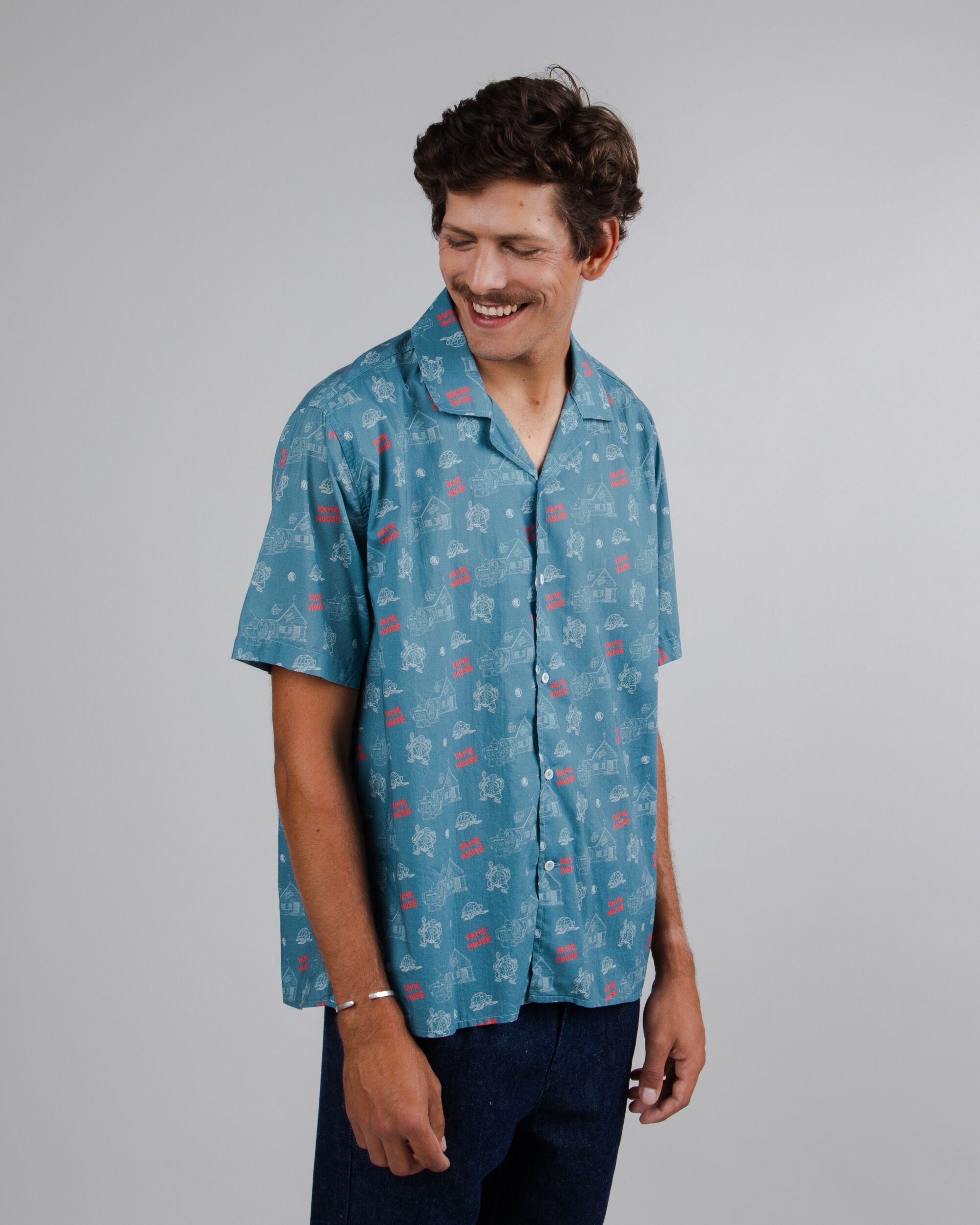 Dragon Ball Z Kame House Aloha Cotton Shirt Blue