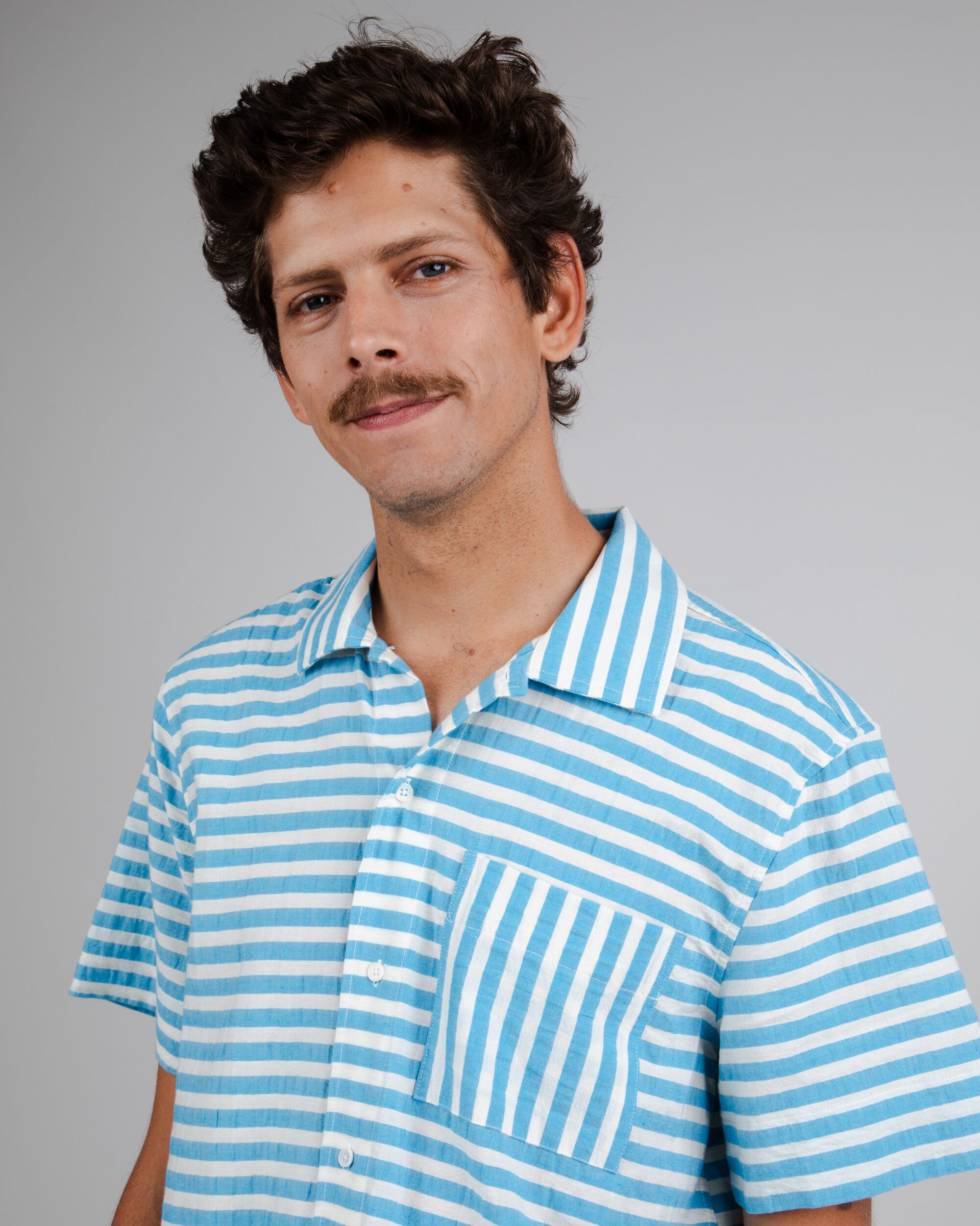 Stripes Short Sleeve Cotton Shirt Pool