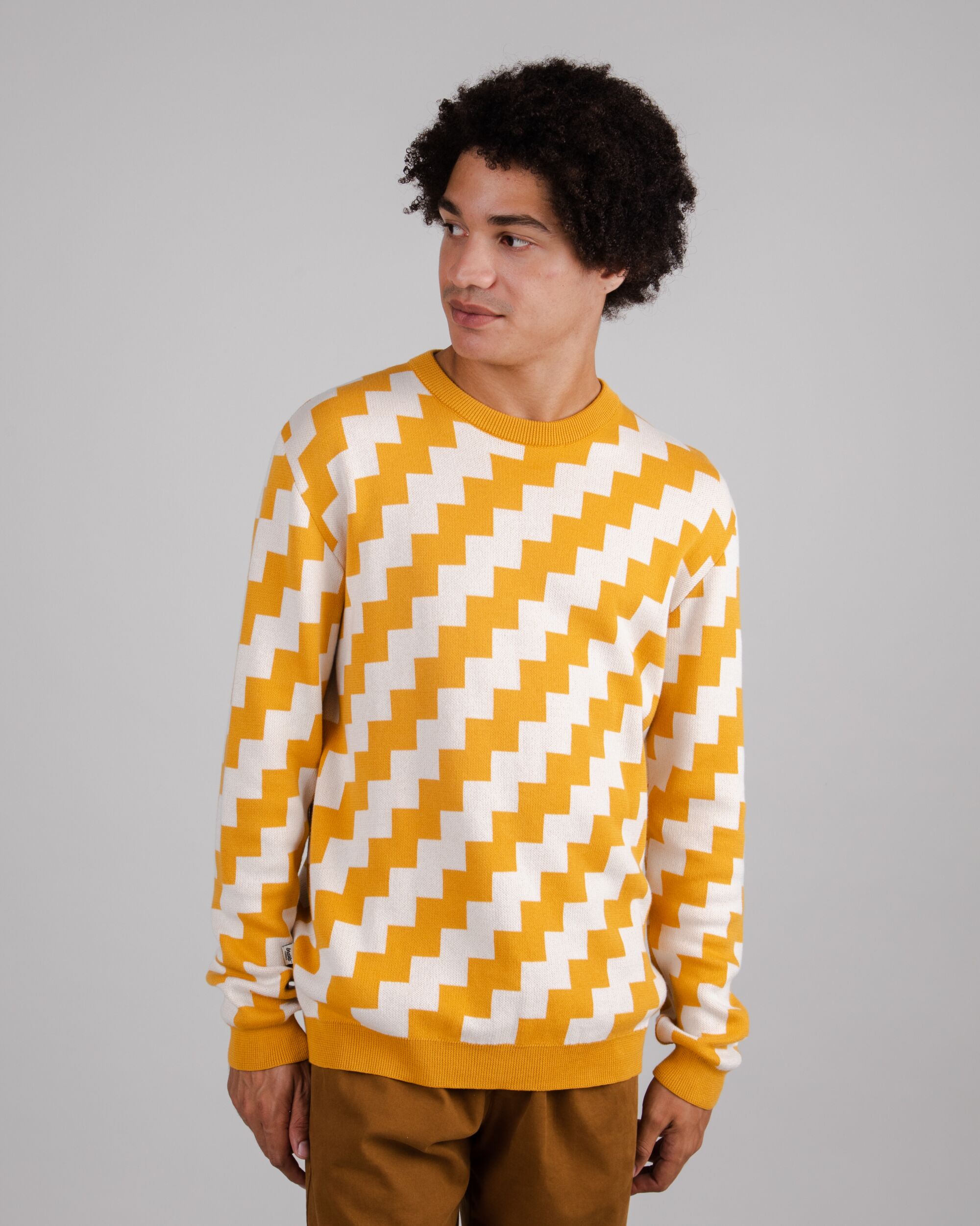Stripes Crew Neck Sweater Mustard
