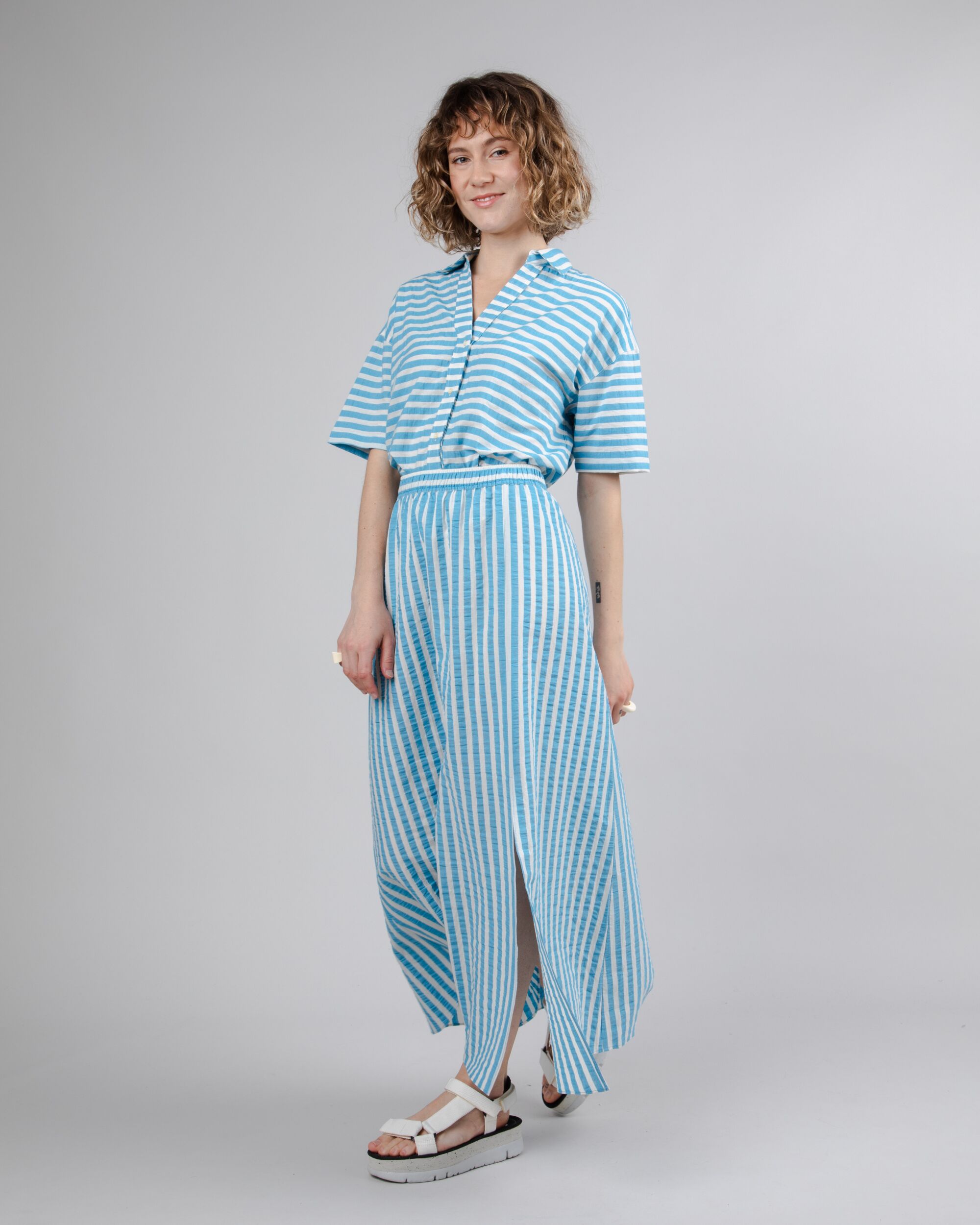 Stripes Oversize Cropped Blouse Pool
