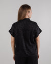 Jacquard Batwig Sleeve Blouse Black