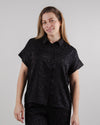 Jacquard Batwig Sleeve Blouse Black