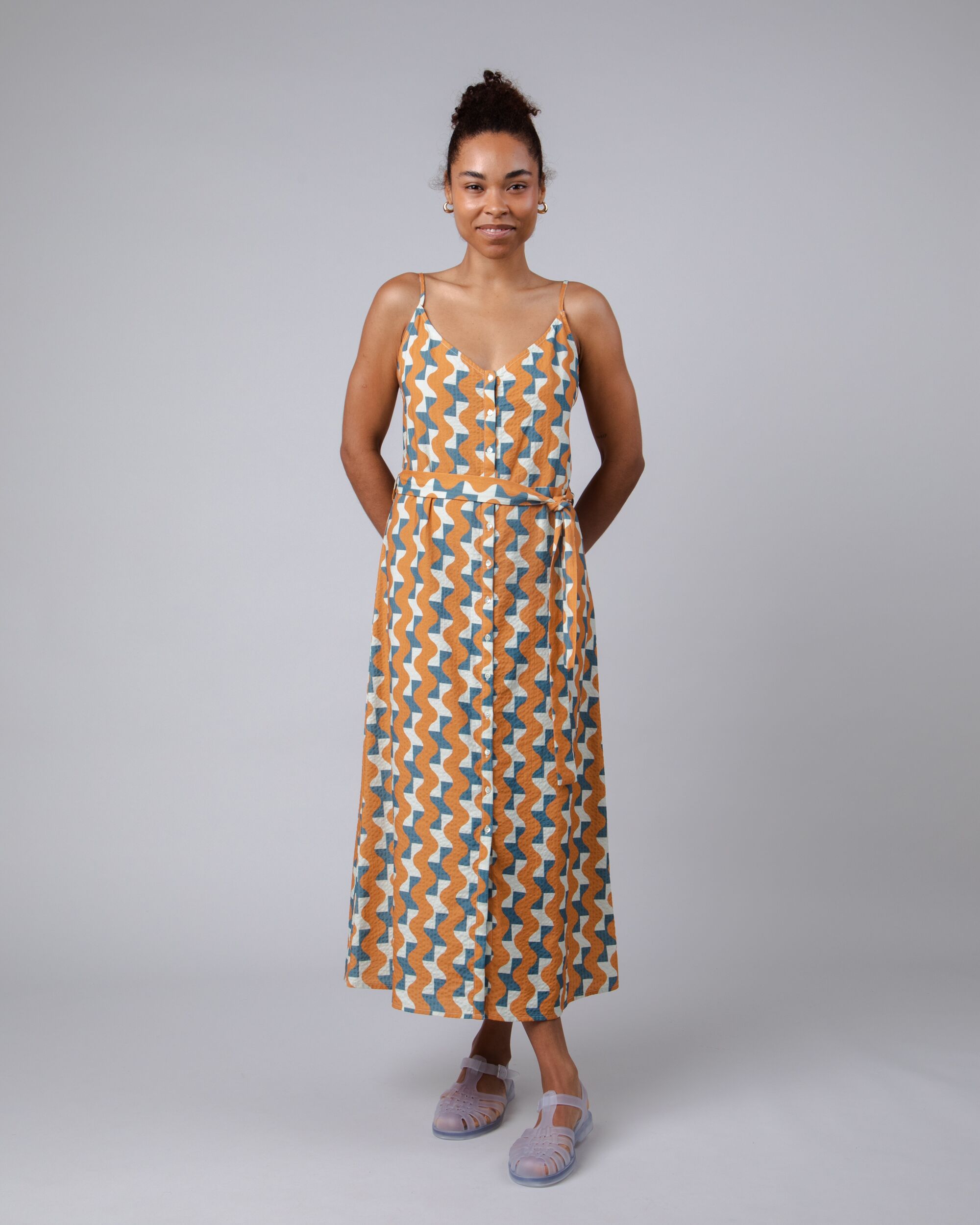Big Tiles Long Dress Ochre