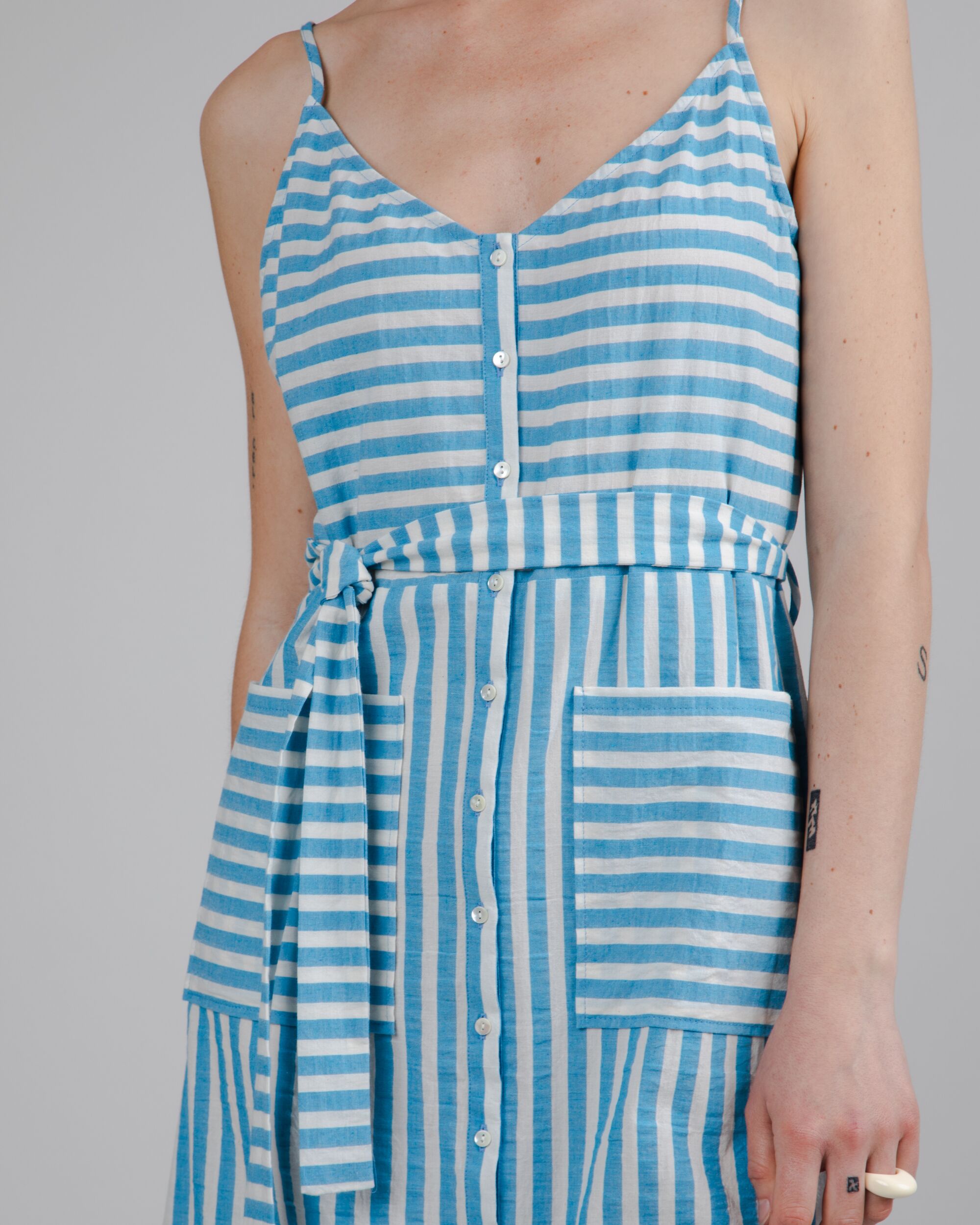 Stripes Strap Long Dress Pool