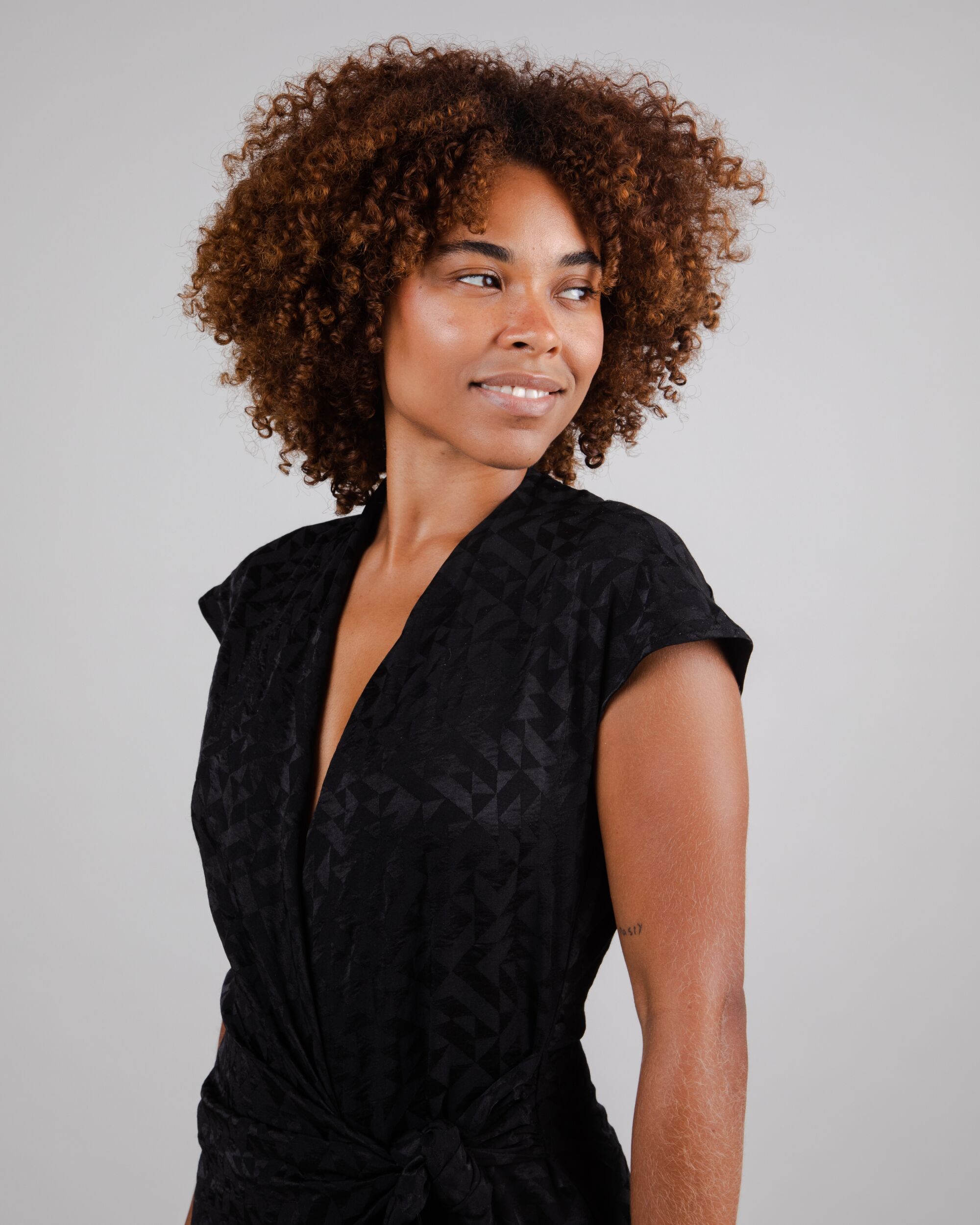 Jacquard Kimono Dress Black