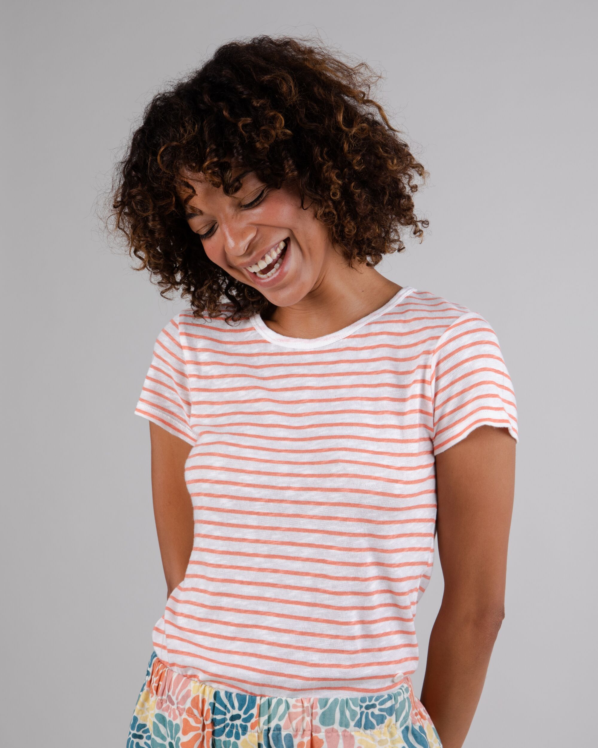Stripes Slim Fit Tee Apricot