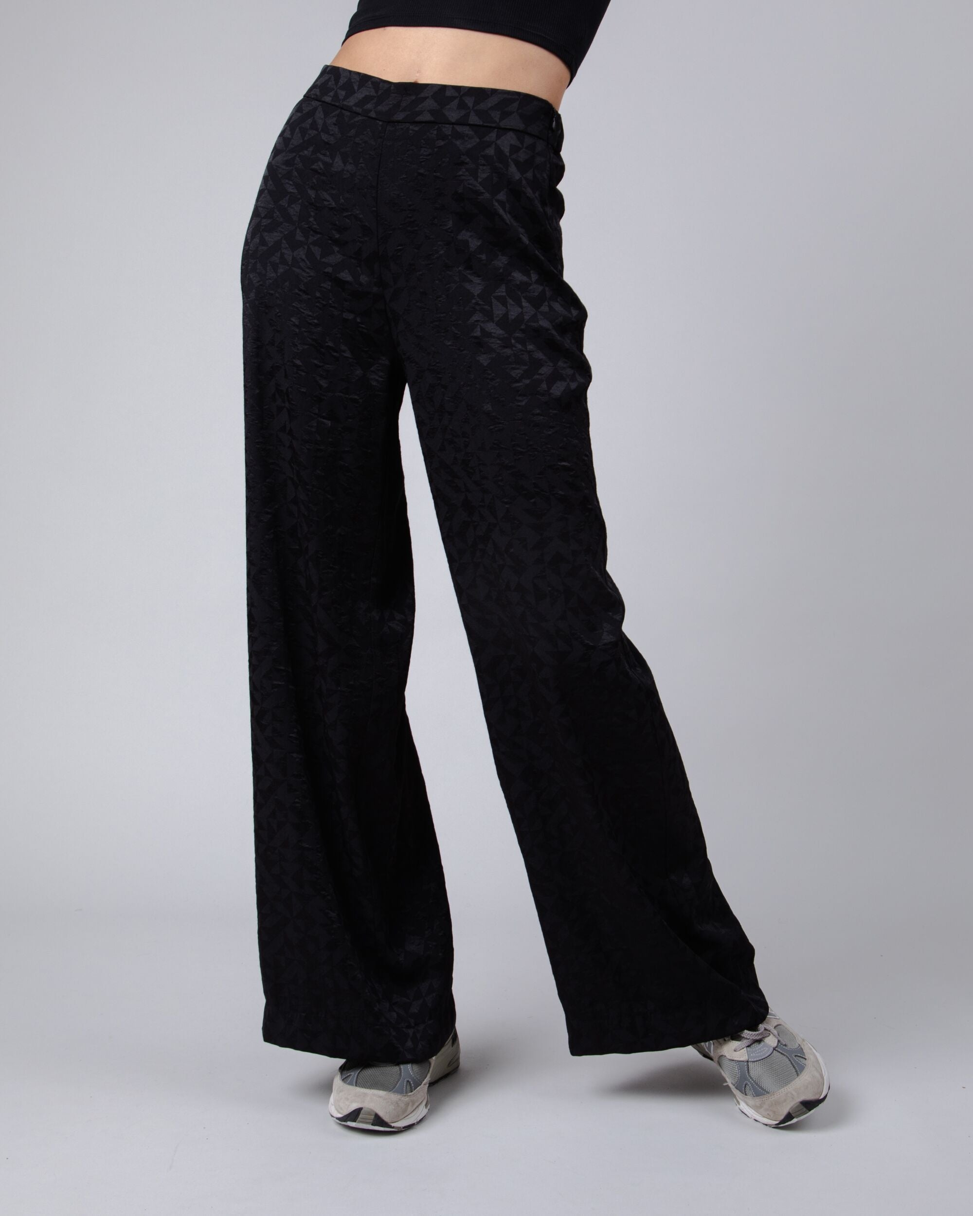 Jacquard Wide Leg Pants Black