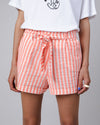 Stripes Belted Shorts Vermillion