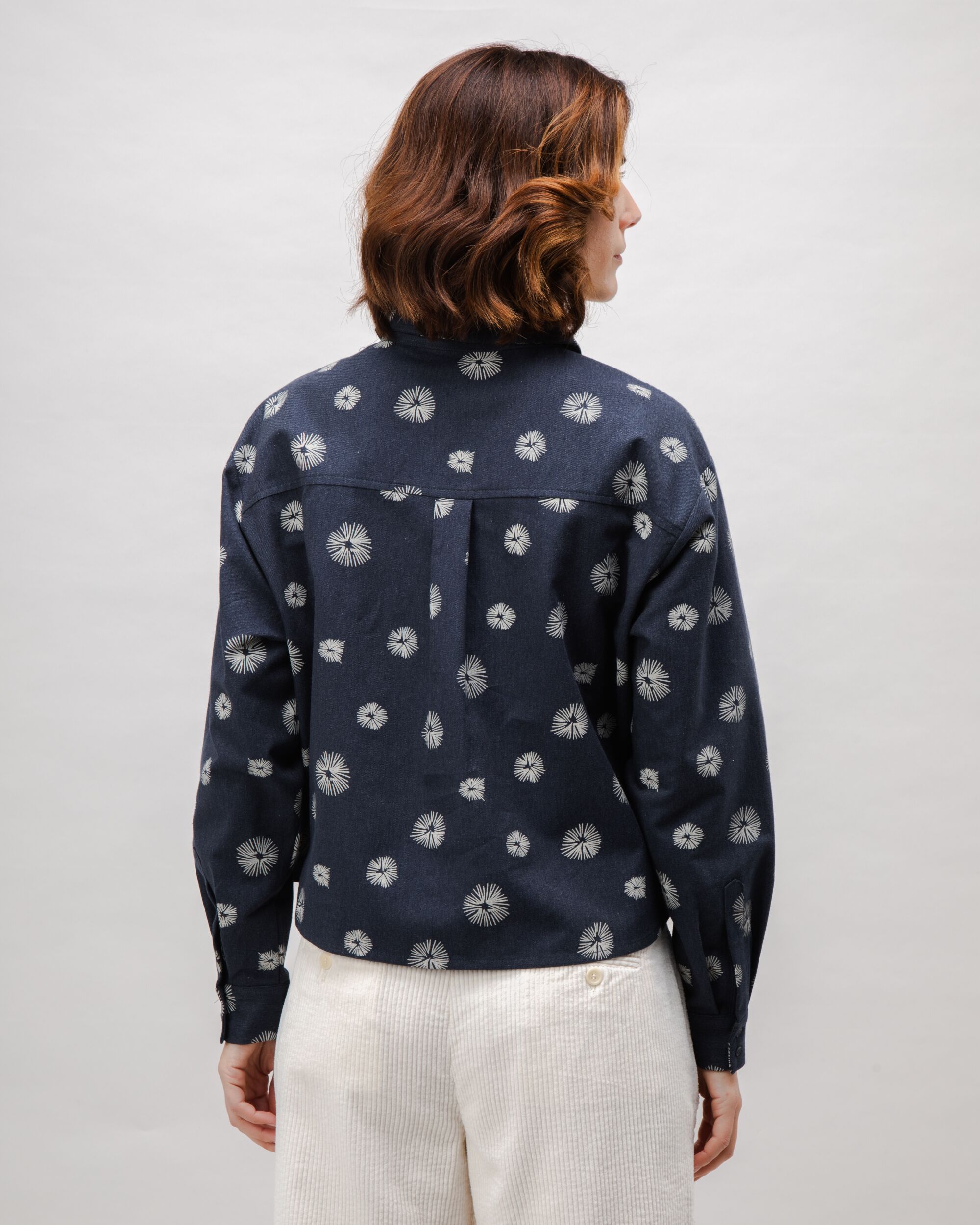 Urchin Boxy Flannel Blouse Navy
