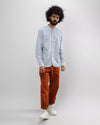 Pinstripe Japanese Mao Cotton Shirt Navy