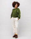 Velvet Raglan Cotton Sweatshirt Green