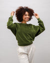 Velvet Raglan Cotton Sweatshirt Green