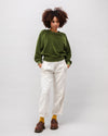 Velvet Raglan Cotton Sweatshirt Green