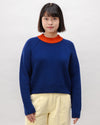 Waterfront Cropped Wool Sweater Navy