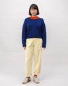 Waterfront Cropped Wool Sweater Navy