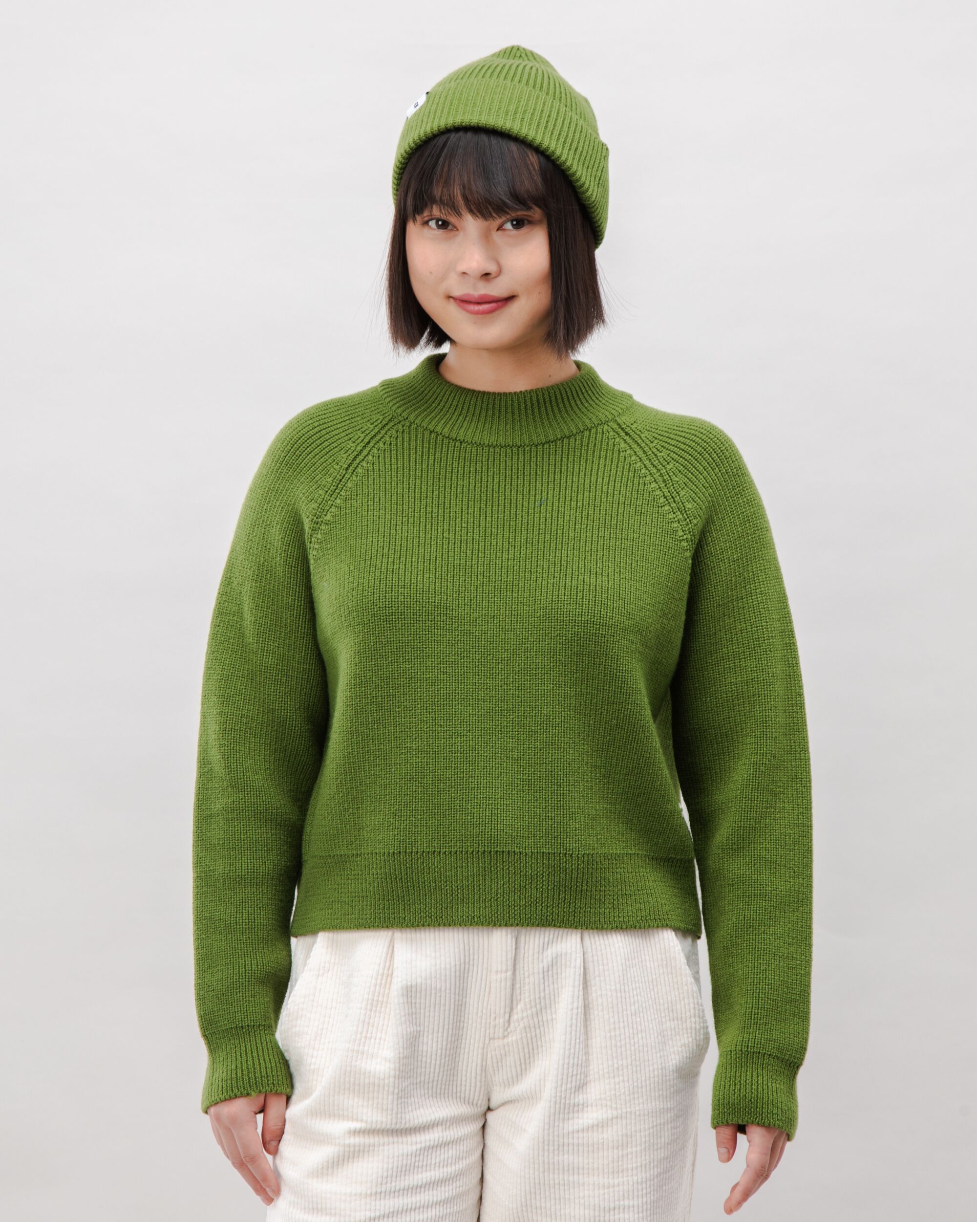 Waterfront Cropped Wool Sweater Green